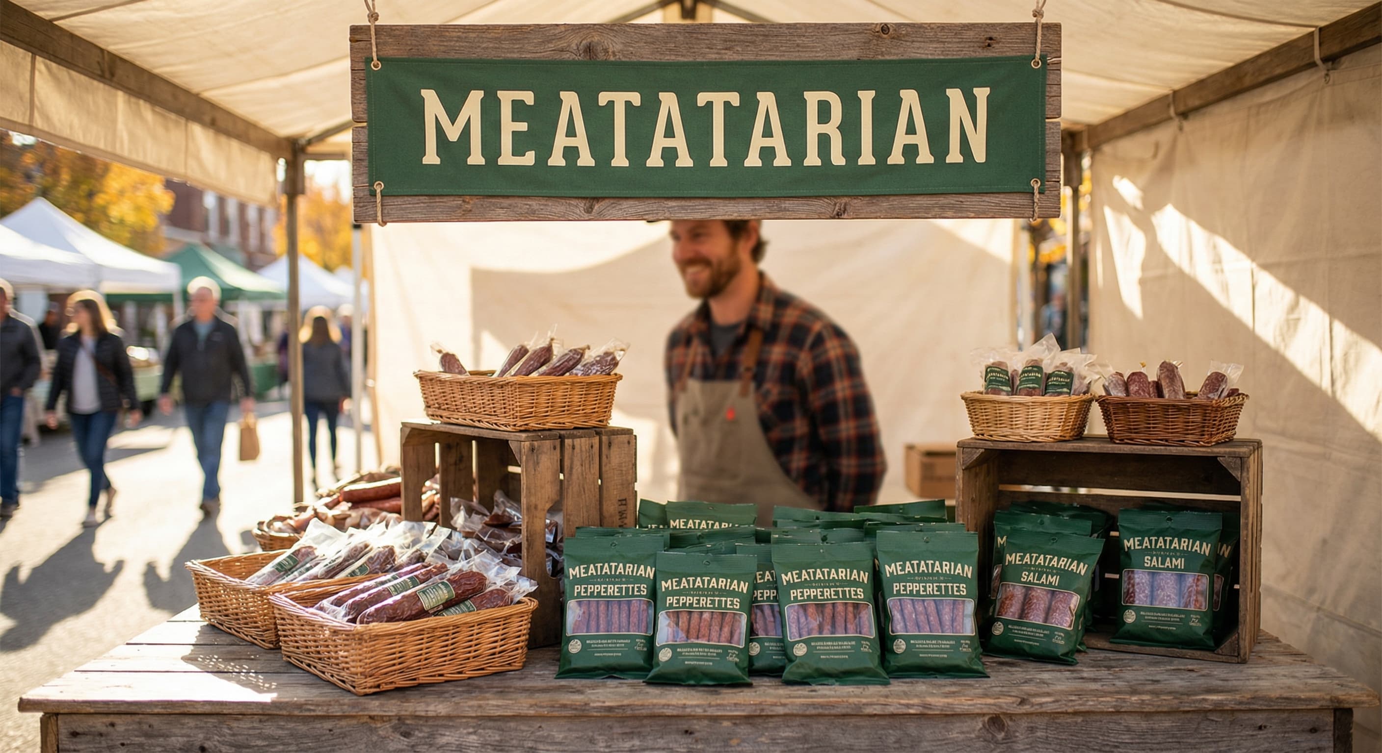 Meatatarian farmers market stand